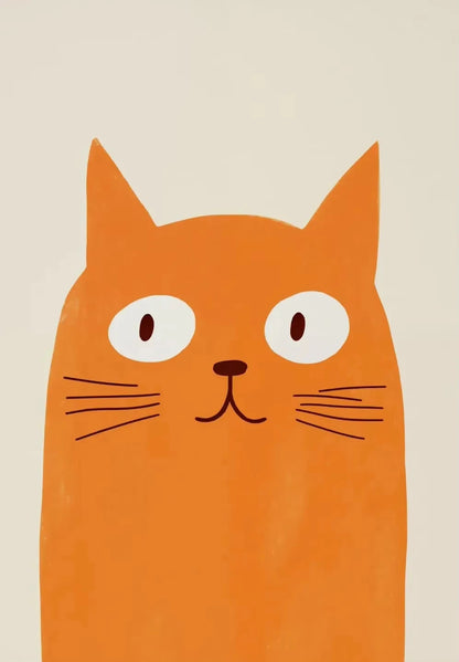Illustration of an orange cat face on a beige background