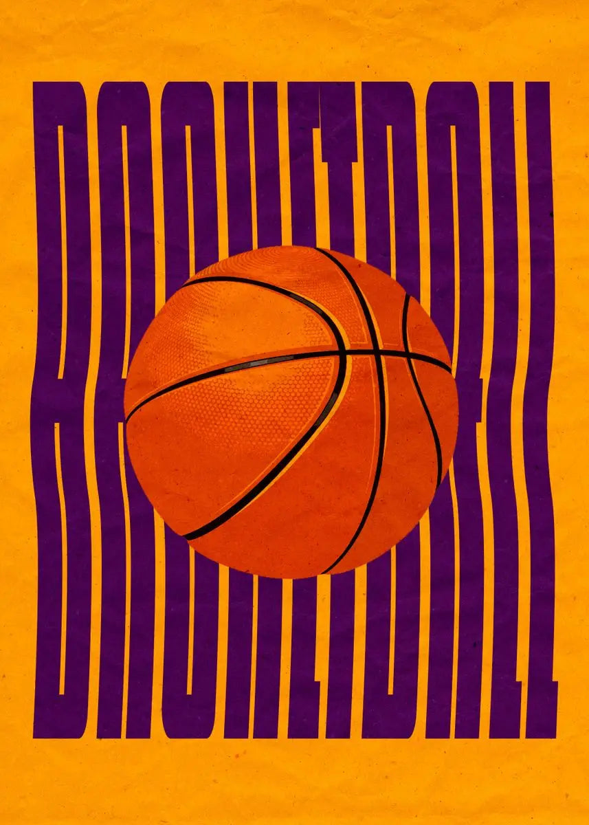 Basketball with 'Basketball' text on an orange background