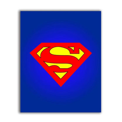Superman logo on a blue background