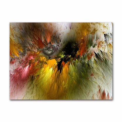 Abstract painting with vibrant colors on a white background