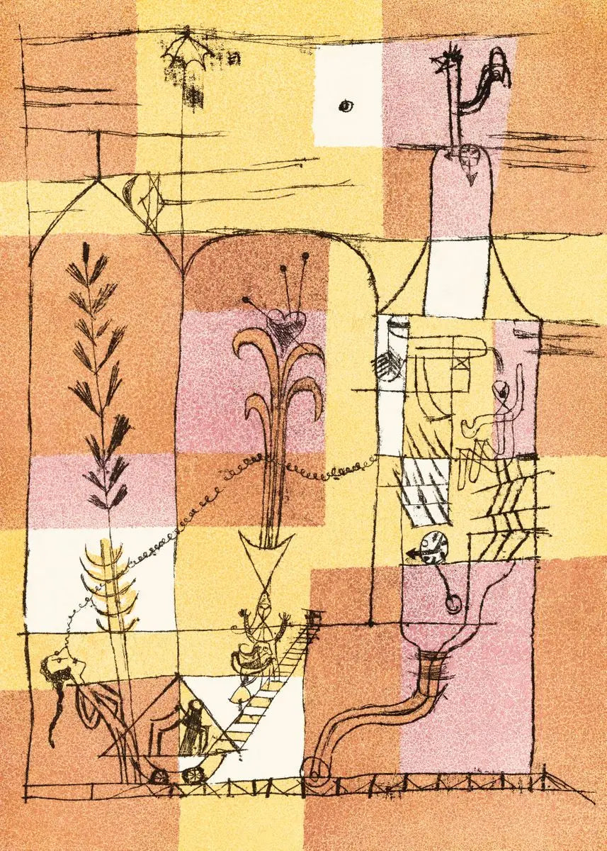 Abstract artwork with geometric shapes and lines on a patterned background