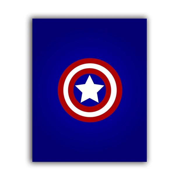 Captain America shield logo on a blue background