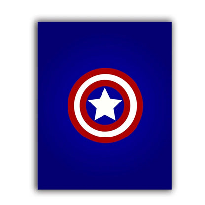 Captain America shield logo on a blue background