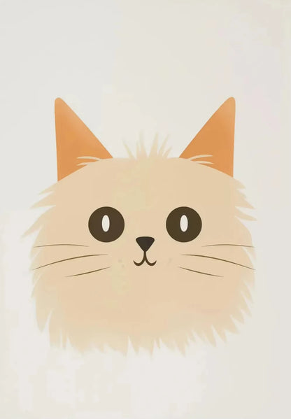 Cartoon cat face with orange ears on a light background