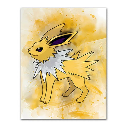 Illustration of a yellow and white creature with large ears on a yellow and white background