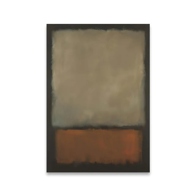 Abstract art piece with two color blocks, one brown and one beige, on a white background.