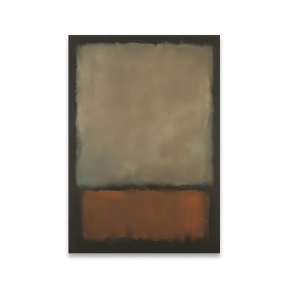 Abstract art piece with two color blocks, one brown and one beige, on a white background.