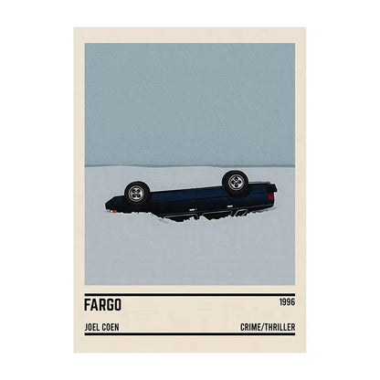 Poster of a car flipping in the air with 'Fargo' movie information below.