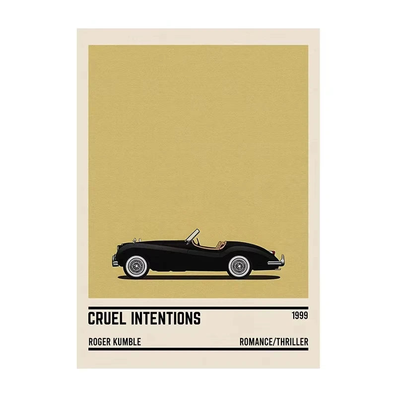 Book cover of 'Cruel Intentions' with a black car illustration on a beige background