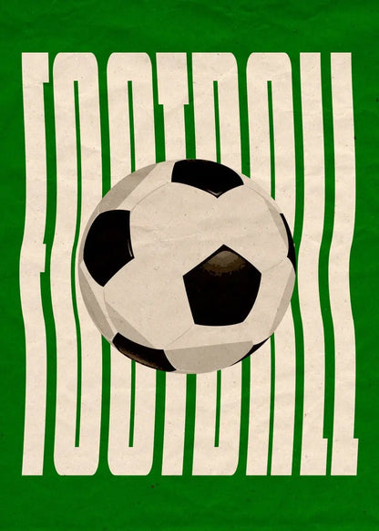 Soccer ball with 'FOOTBALL' text on a green background