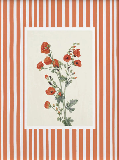 Floral illustration on a striped background