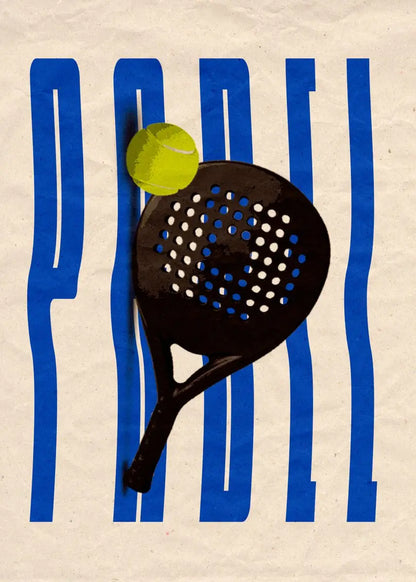 Paddle and tennis ball on a background with the word 'Paddle' repeated.