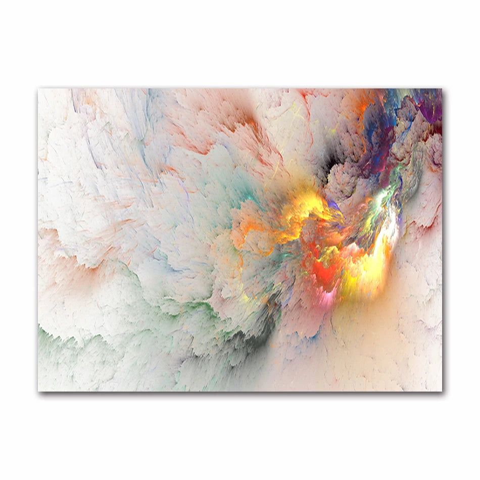 Abstract artwork with vibrant colors on a white background
