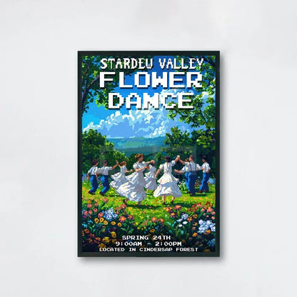 Poster for Stardeu Valley Flower Dance with people dancing in a field.
