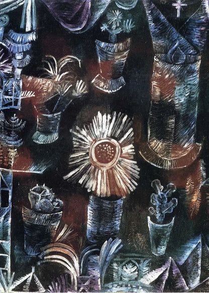 Artistic depiction of a figure with a star-like headpiece and decorative elements