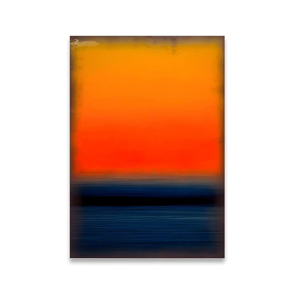 Abstract art piece with a gradient from orange to blue on a white background