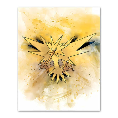 Abstract art piece with a yellow and black design on a white background