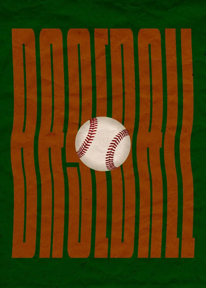Baseball with 'Baseball' text on a green background