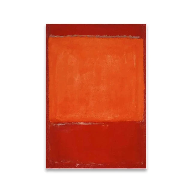 Abstract painting with a large orange square on a white background
