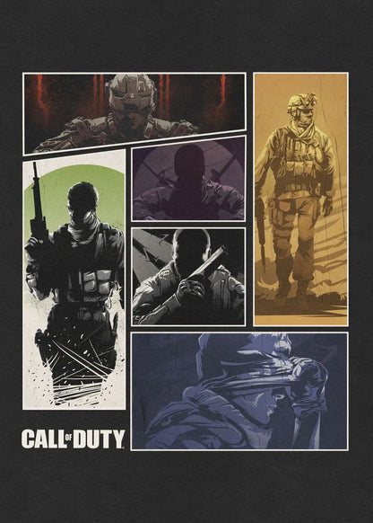 Collage of Call of Duty characters with a dark background
