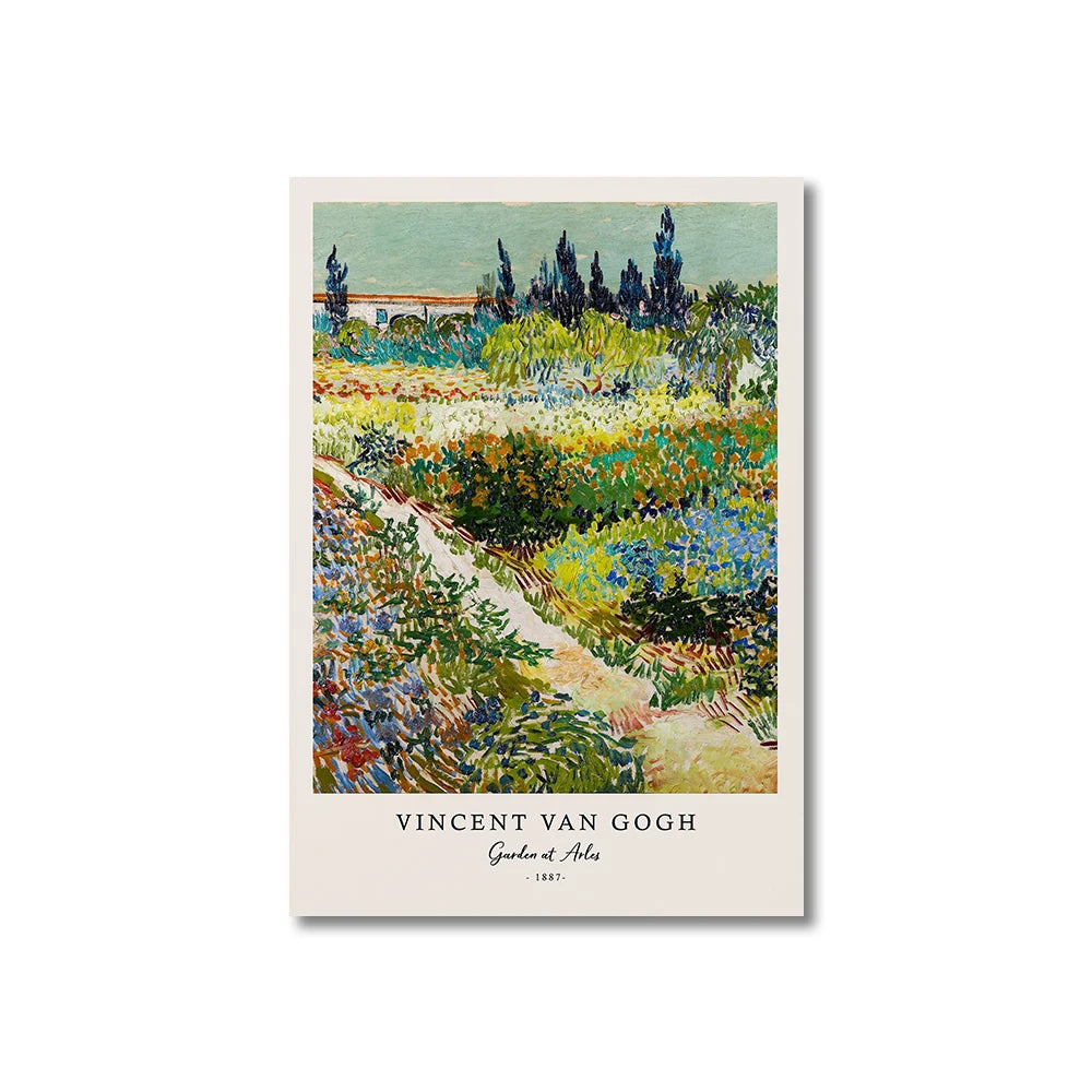 Framed artwork of Vincent Van Gogh's 'Garden at Arles' on a white background