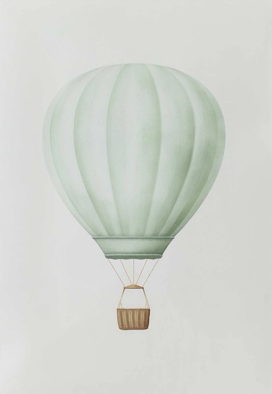 Mint green hot air balloon on a light gray background