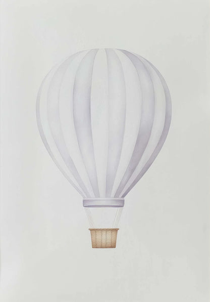 White hot air balloon on a light gray background
