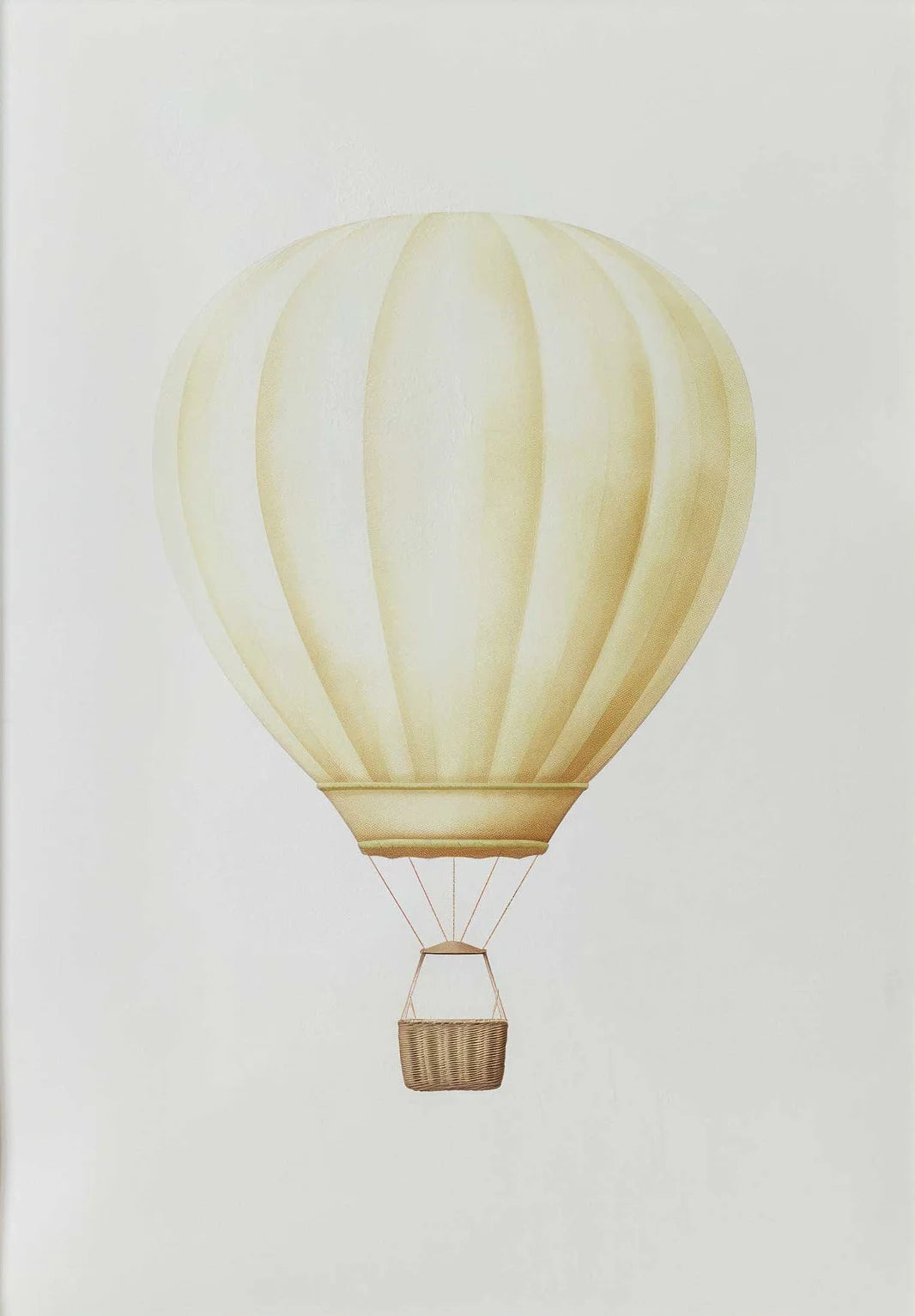Illustration of a beige hot air balloon on a light gray background