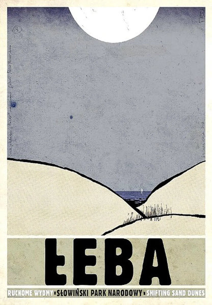 Simplified landscape illustration with 'LEBA' text at the bottom