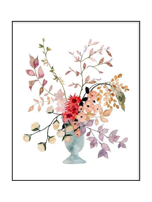 Floral arrangement in a vase on a white background