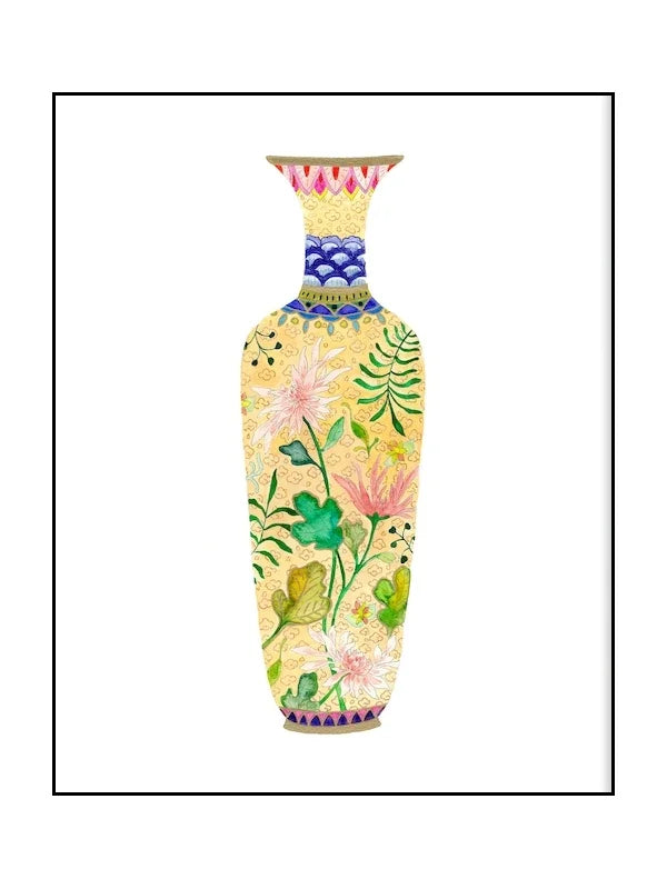 Decorative vase with floral design on a white background
