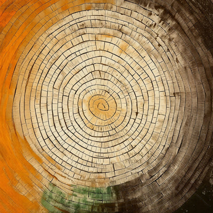 Close-up of a tree stump with concentric circular rings.
