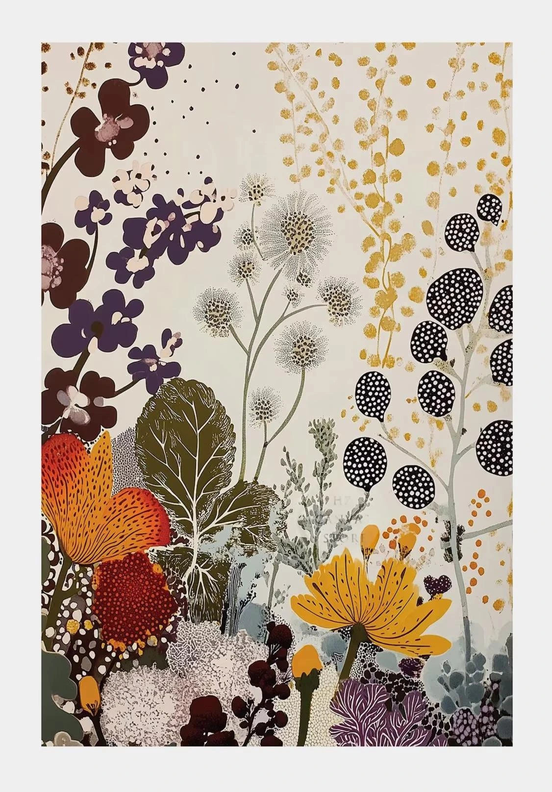 Floral patterned fabric with colorful flowers on a beige background